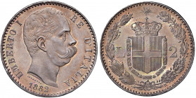 Regno d'Italia - Umberto I (1878-1900) - 2 Lire 1882 - Gig. 26 Ag (10,01 g) - Patina iridescente su fondi lucenti
 
FDC