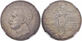 Regno d'Italia - Vittorio Emanuele III (1900-1946) - 5 Lire 1911 Cinquantenario - Gig. 71 Ag R - In slab NGC MS62
 
qFDC