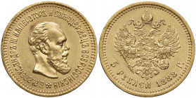 Russia - Alessando III (1881-1894) - 5 Rubli 1888 - Au (6,45 g)
 
SPL+