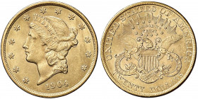 U.S.A. - 20 Dollari 1904 Philadelphia - KM# 74.3 Au (33,45 g)
 
qFDC