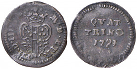 Firenze - Ferdinando III di Lorena (1790-1801) Primo periodo - Quattrino 1791 - Mir 412/1 Gig. 59 Cu (0,80 g) RR
 
BB