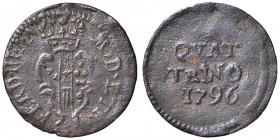 Firenze - Ferdinando III di Lorena (1790-1801) Primo periodo - Quattrino 1796 - Mir 412/5 Gig. 64 Cu (0,74 g) RR
 
qBB-BB