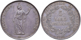 Milano - Governo Provvisorio di Lombardia - 5 Lire 1848 (Rami lunghi - Stella vicina - Base spessa) - Gig. 3f Ag (24,99 g) R
 
BB-SPL