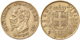 Vittorio Emanuele II (1861-1878) - 20 Lire 1864 Torino - Gig. 8 Au NC
 
BB-BB+
