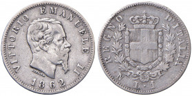 Vittorio Emanuele II (1861-1878) - 1 Lira 1862 Napoli "Stemma" - Gig. 62 Ag (4,89 g) R
 
qBB