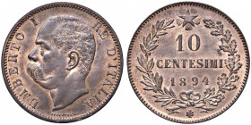 Umberto I (1878-1900) - 10 centesimi 1894 Birmingham - Gig. 50 Cu
 Rame rosso
FDC