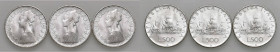 Repubblica Italiana (dal 1946) - 500 Lire 1966 "Caravelle" - Insieme di tre monete
 
FDC