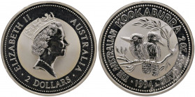 Australia - Elisabetta II - 2 Dollari 1994 "kookaburra" - KM# 230 Ag (2 oz) - In capsula originale
 In capsula originale
FS