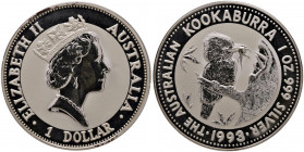 Australia - Elisabetta II - Dollaro 1993 "kookaburra" - KM# 209 Ag (1 oz)
In capsula originale
FS
