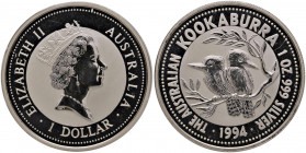 Australia - Elisabetta II - Dollaro 1994 "kookaburra" - KM# 212.1 Ag (1 oz)
In capsula originale
FS