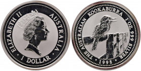 Australia - Elisabetta II - Dollaro 1998 "kookaburra" - KM# 362 Ag (1 oz)
In capsula originale
FS