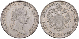 Austria - Francesco I (1804-1835) - 20 Kreuzer 1831 A - KM# 2147 Ag (6,68 g) - Fondi lucenti
 
qFDC