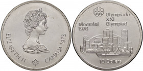 Canada - Elisabetta II - 10 Dollari 1973 "Olimpiadi - Veduta di Montreal" - KM# 87 Ag
 In capsula
FDC
