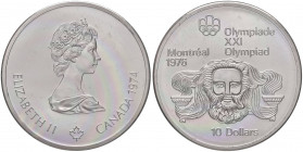 Canada - Elisabetta II - 10 Dollari 1974 "Olimpiadi di Montreal - Testa di Zeus" - KM# 93 Ag
 In capsula
FDC