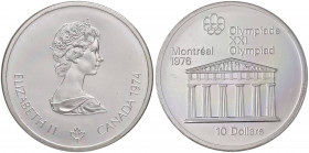 Canada - Elisabetta II - 10 Dollari 1974 "Olimpiadi di Montreal - Tempio" -KM# 94 Ag
 In capsula
FDC