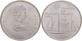 Canada - Elisabetta II - 5 Dollari 1973 "Olimpiadi di Montreal - Barche a Vela" - KM# 84 Ag
 In capsula
FDC