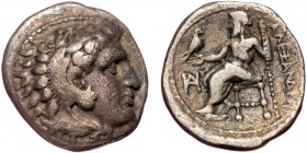 Macedonian Kindgdom AR Drachm (Silver, 3.95g, 18mm), Alexander III ‘the Great’, 336-323 BC. Miletos, struck under Asandros, circa 323-319. 
Obv: Head...