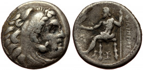 Macedonian Kindgdom, Philip III Arrhidaios (323-319 BC), Magnesia ad Meandrum, AR drachm (Silver, 16,9 mm, 3,96 g). Obv: Head of Herakles in lion-skin...