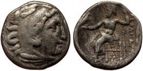 Macedonian Kindgdom, Alexander III (336-323 BC) or diadochoi, AR drachm (Silver, 17,5 mm, 3,99 g), 4th-3rd centuries BC. Obv: Head of Herakles in lion...