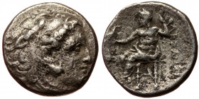 Macedonian Kindgdom, Alexander III (336-323 BC) or diadochoi, AR drachm (Silver, 15,5 mm, 3,71 g), 4th-3rd centuries BC. Obv: Head of Herakles in lion...