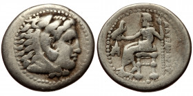Macedonian Kindgdom, Alexander III (336-323 BC) or diadochoi, AR drachm (Silver, 17,5 mm, 4,10 g), 4th-3rd centuries BC. Obv: Head of Herakles in lion...