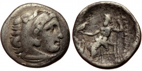 Macedonian Kindgdom, Alexander III (336-323 BC) or diadochoi, AR drachm (Silver, 18,1 mm, 4,07 g), 4th-3rd centuries BC. Obv: Head of Herakles in lion...