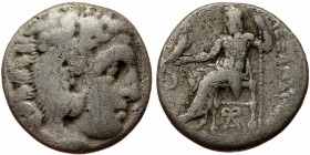 Macedonian Kindgdom, Alexander III (336-323 BC), Colophon, AR drachm (Silver, 16,5 mm, 3,86 g), ca. 310-301 BC. Obv: Head of Herakles in lion-skin hea...
