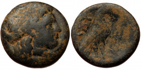 Troas, Abydos, AE (Bronze, 19,3 mm, 6,43 g), ca. 3rd centure BC. Obv: Laureate head of Apollo right.
Rev: ABY, eagle standing right, tripod in front....