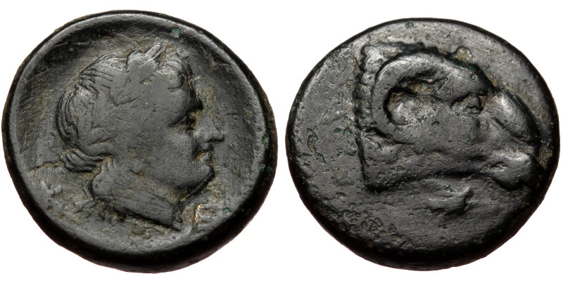 Troas, Kebren, AE 20 (bronze, 8,00 g, 20 mm ) ca. 400-367 BC Obv: Head of ram ri...