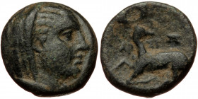 Ionia, Ephesos, AE (Bronze, 15,9 mm, 3,89 g), ca. 287-281 BC. Obv: Veiled and draped bust of Arsinoe II (wife of Lysimachos) to right. 
Rev: AP - ΣI,...