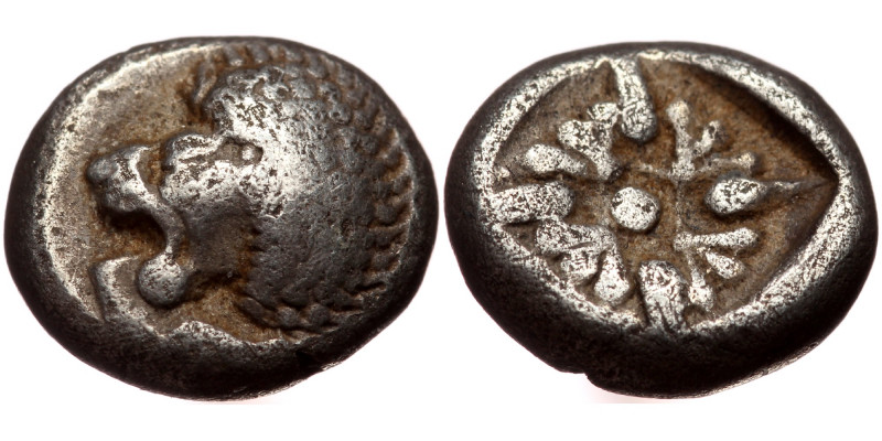Ionia, Miletos, AR obol (Silver, 9,1 mm, 1,13 g), late 6th century BC. Obv: Fore...