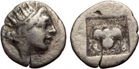 islands off Caria, Rhodos. Rhodes. Circa 170-150 BC. Hemidrachm (Silver, 2.00g, 15mm), Inidentified magistrate 
Obv: Radiate head of Helios facing, t...
