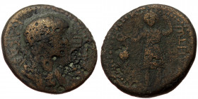 Lydia, Hierocaesarea, AE 18 (bronze, 8,79 g, 18 mm) Nero (54-68), Capito (high priest), between 54 and 59? Obv: ΑΓΡΙΠΠΙΝΑΝ ΘƐΑΝ ϹƐΒΑϹΤΗΝ; draped bust ...