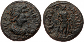 Mysia, Germe AE (Bronze, 5.77g, 20mm) Antoninus Pius Magistrate: Sex. I. Faustos (first archon), Issued ca 147-161
Obv: ΙƐΡΑ ϹΥΝΚΛΗΤΟϹ; draped bust o...