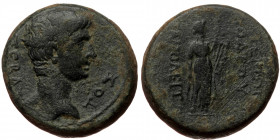 Phrygia, Hierapolis, AE 19 (bronze, 7,81 g, 19 mm) Augustus (41 BC -AD 14), Dryas (grammateus of Cibyra), Group I: Augustus and Fabius Maximus (10/8 B...