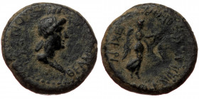 Phrygia, Acmonea, AE 15 (bronze, 2,89 g, 15 mm) Nero (54-68), ?, c. AD 65? Obv: ΘƐΑΝ ΡWΜΗΝ ΑΚΜΟΝƐΙϹ; turreted bust of Roma, r.
Rev: Nike advancing r....