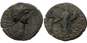 Pisidia. Antioch AE *Bronze, 4.01g, 23mm) Caracalla (198-217) 
Obv: IMP CAES M AVR AN, Laureate, draped and cuirassed bust right.
Rev: ANTIOCH FORTV...