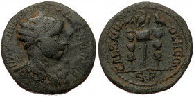 Pisidia, Antiocheia, Philip II as caesar (244-246), AE (Bronze, 25,6 mm, 8,39 g). Obv: IMP M IVL PH[ILI]PPV[S PF A]VC PM, radiate, cuirassed and drape...