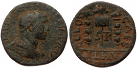 Pisidia, Antiocheia, Philip I Arab (244-249) or Philip II (246-249), AE (Bronze, 24,9 mm, 7,28 g). Obv: IMP M [IVL PHILIP]PVS AVc, radiate, draped and...