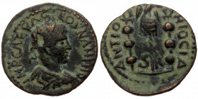 Pisidia, Antiocheia, Volusianus (251-253), AE (Bronze, 21,8 mm, 4,54 g). Obv: IMP CAE RASLLOVNAHHI R, radiate, draped and cuirassed bust of Volusianus...