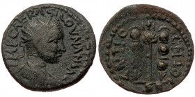 Pisidia, Antiocheia, Volusianus (251-253) or Valerianus (253-260), AE (Bronze, 21,4 mm, 4,90 g). Obv: IMP CAE RASLLOVNAHIAC, radiate, draped and cuira...