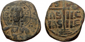 Romanus III Argyrus (1028-1034), Follis AE (bronze, 9,00 g, 29 mm), Anonymous, Constantinople Obv: + EMMA-NOVHΛ around, IC-XC to right and left of bus...