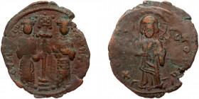 Constantine X Ducas and Eudocia (1059-1067), AE follis (Bronze, 29,3 mm, 5,73 g), Constantinople. Obv: + Є[MMA] - NO[VH]Λ, Christ standing facing on f...