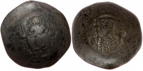 Alexius I Comnenus (1081-1118), Bl aspron trachy (Billon, 28,6 mm, 3,51 g), Constantinople. Obv: [IC - XC], Christ Pantokrator seated facing on throne...