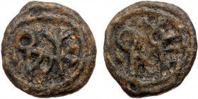 Byzantine seal (Lead, 17,9 mm, 5,87 g), 6th-7th cent. Obv: Block monogram.
Rev: Block monogram.