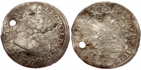 Leopold I, House of Habsburg, 3 Kreutzer (Silver, 20,9 mm, 1,03 g), 16[..], Brieg, Silesia. Holed. KM 1287.