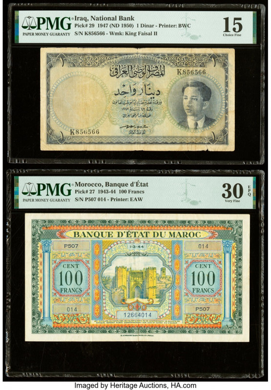 Iraq National Bank of Iraq 1 Dinar 1947 (ND 1950) Pick 29 PMG Choice Fine 15; Mo...