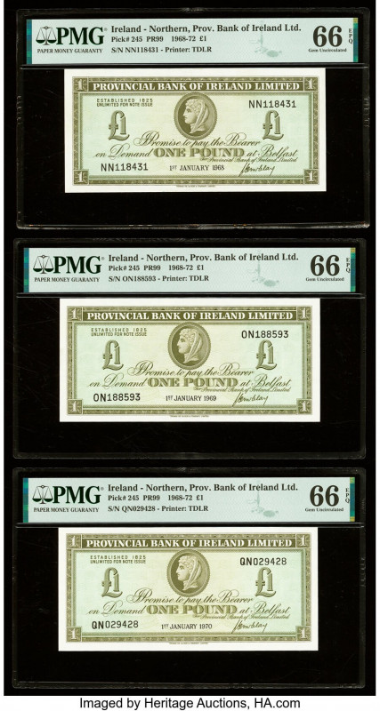 Ireland - Northern Provincial Bank of Ireland Limited 1 Pound 1.1.1968; 1.1.1969...