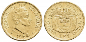 COLOMBIA - Repubblica - 5 Pesos - 1924 - (AU g. 8) Kr. 204 - FDC