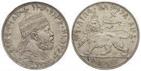 ETIOPIA - Menelik II (1889-1913) - Mezzo Birr - 1897 - AG RR Kr. 15 Zampa d. alzata - qSPL
